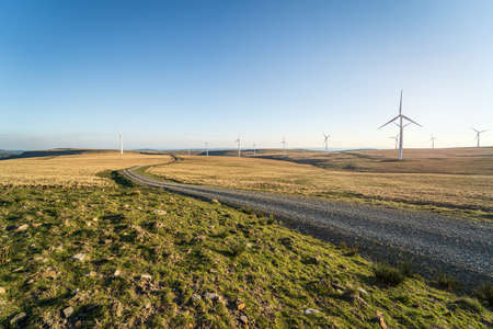 Wind farm in Wales, UK. Sustainable wind energy conceptの写真素材