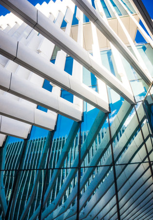 LISBON, PORTUGAL - MARCH 25, 2017: Details of modern architecture, the EDP Headquarters building of architect Aires Mateus on January 19, 2017 in Lisbon.のeditorial素材