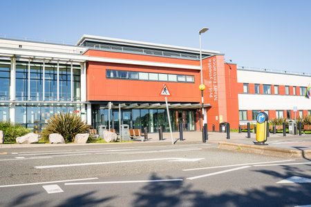 Main entrance of Morriston Hospital in Wales, UKのeditorial素材
