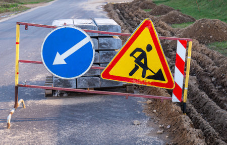 Under construction road signの写真素材