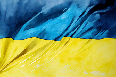 Ukrainian flag watercolorの写真素材