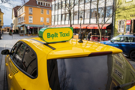 Bolt yellow taxi carのeditorial素材