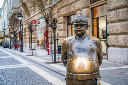 The Fat Policeman statue in Budapestのeditorial素材