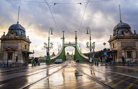 Liberty or Freedom Bridge in Budapestのeditorial素材