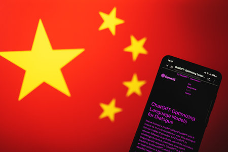 ChatGPT Open AI and China flagのeditorial素材