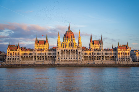 Budapest Parliament at sunsetの写真素材