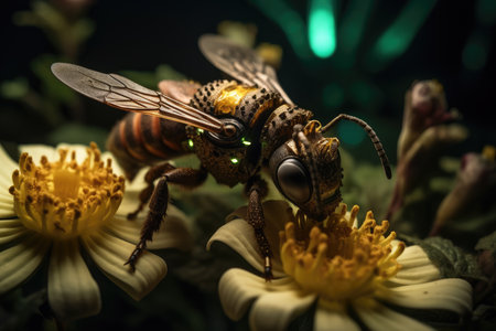 Robot Bee on flowerの素材