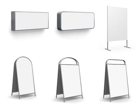 Advertising construction with white surface.の写真素材