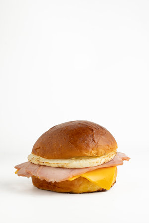 hamburger with cheese and ham isolated on a white background.の写真素材