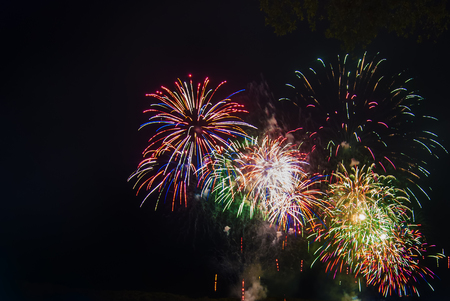 Fireworks light up the sky with dazzling displayの写真素材