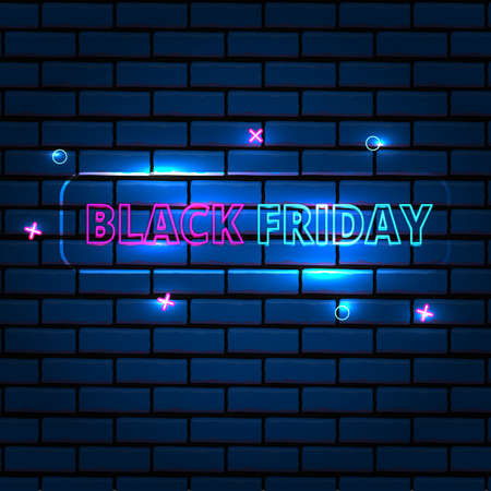 Black Friday neon sign vector. Black Friday Design template neon sign, light banner, neon signboard, nightly bright advertising, light inscription. Vector illustrationのイラスト素材