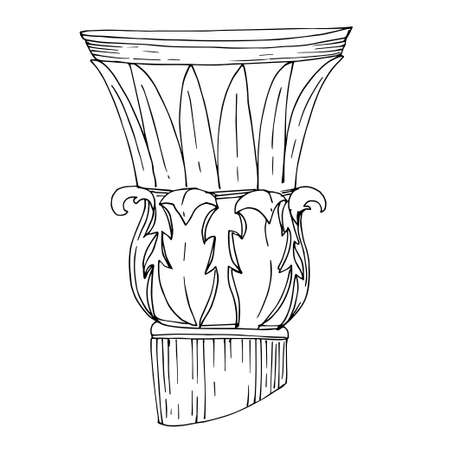 Vector Antique greek columns. Black and white engraved ink art. Isolated ancient illustration element.のイラスト素材