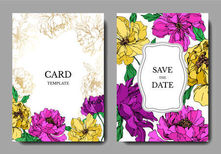 Peony floral botanical flowers. Black and white engraved ink art. Wedding background card floral decorative border.のイラスト素材