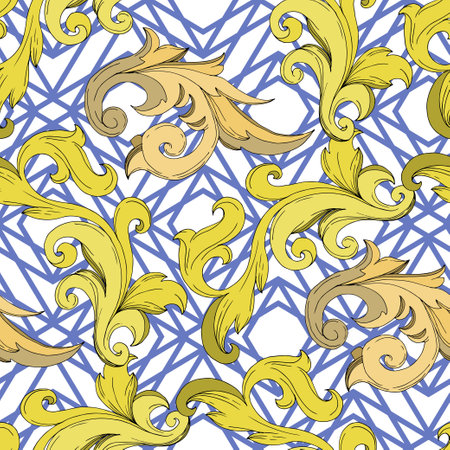 vector golden monogram floral ornamentのイラスト素材