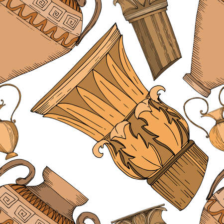 vector antique greek amphorasのイラスト素材