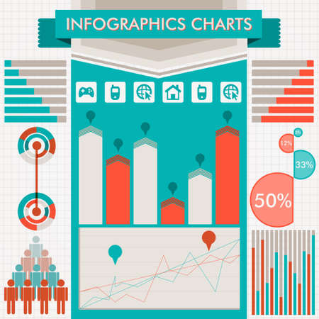 retro infographics set world mapのイラスト素材