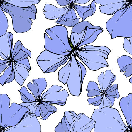 vector blue flax floral botanicalのイラスト素材
