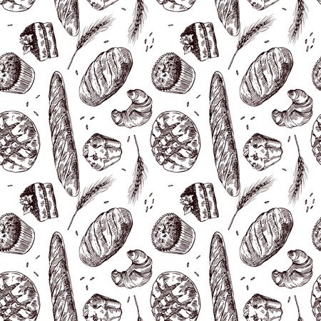 hand drawn vector illustration bakeryのイラスト素材