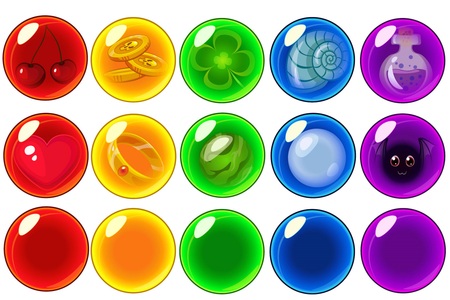 Vector mobile game bubbles set, isolated on white background. Vector design for app user interface.のイラスト素材