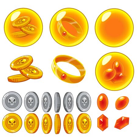 Vector mobile game bubbles set, isolated on white background. Vector design for app user interface.のイラスト素材