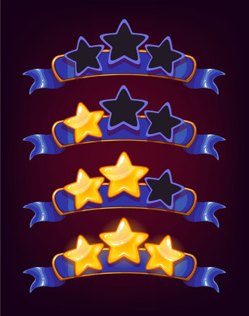 Set of colored stars and ribbonsのイラスト素材