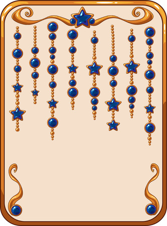 Cartoon vector banners with shiny gemstones and chain, background for invitation or postcard.のイラスト素材