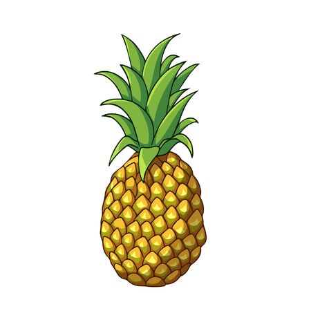 Fresh pineapple. Cartoon vector icon isolated on white background.のイラスト素材