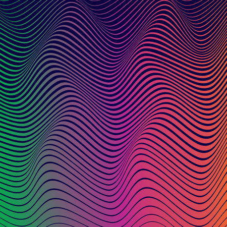 Wavy, waving, billowy, squiggle and squiggle lines. Oscillation, pulse warp effect. Abstract vector backgroundのイラスト素材