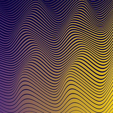 Abstract wavy lines background. Vector illustration. Yellow and blue colors.のイラスト素材