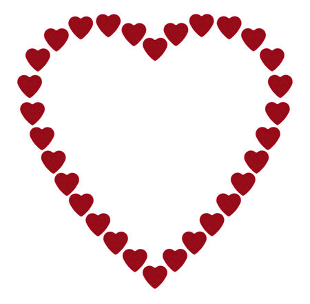 Frame heart-shaped, composed of many hearts の写真素材