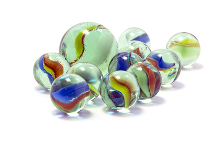 Toy marbles on white backgroundの写真素材