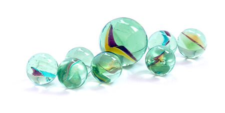 Toy marbles on white backgroundの写真素材