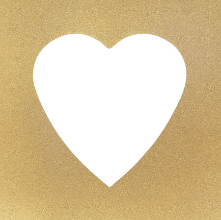 Golden texture and frame, with white heartの写真素材