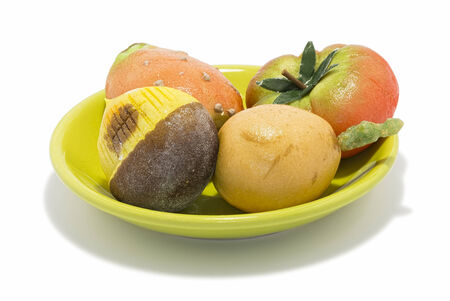 Marzipan sweets, chestnut, prickly pear, tomato, medlarの写真素材
