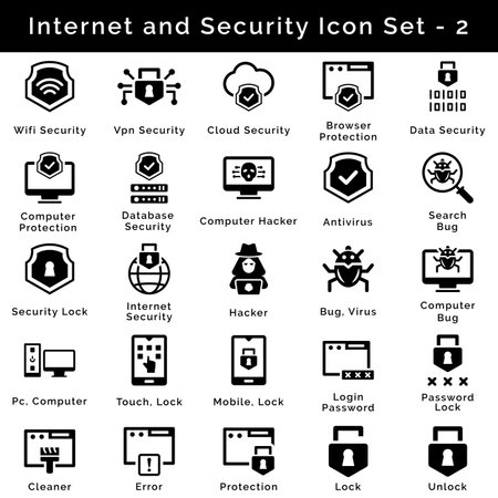 Internet and Security Icon Set (Black Series)のイラスト素材