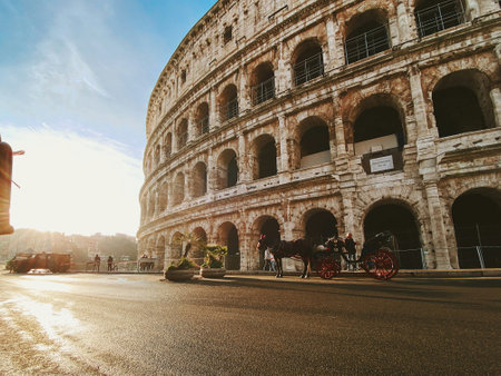 The Coliseum in Rome, Italy. The Coliseum is one of the main tourist attractions in Rome.の写真素材