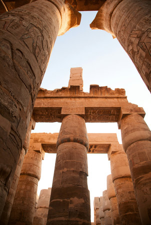 Ancient ruins of Karnak temple in Luxor, Egypt, Africaの写真素材