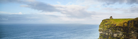 Panoramic view of the cliffs of Cliffs of Moher in Irelandの写真素材