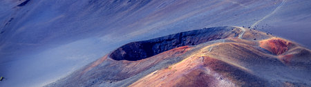 Panorama of the crater of volcano Etna in Sicily, Italyの写真素材
