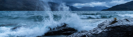 Panoramic view of the sea and mountains in Scotland, UK
