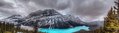 Panorama of Lake Louise in Banff National Park, Alberta, Canadaの写真素材