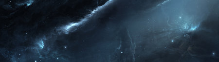 Panoramic view of deep space. Science fiction wallpaper. Beauty of deep space.