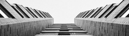 Black and white 3d render of modern architecture. Abstract background.の写真素材