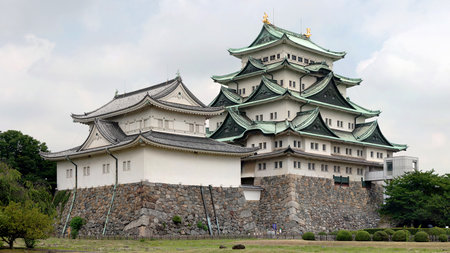 Nagoya Castle in Nagoya, Japan. Nagoya Castle is a UNESCO World Heritage Site.の写真素材