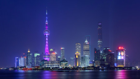 Shanghai Lujiazui Finance and Trade Zone of the modern city night scene