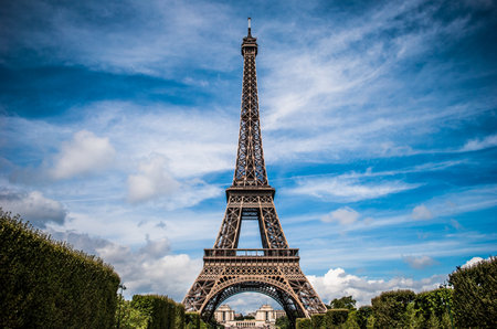 Eiffel Tower in Paris, France. Beautiful panoramic view of the Eiffel Tower.の写真素材