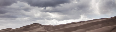 Panorama of sand dunes in the Sahara desert, Morocco.の写真素材