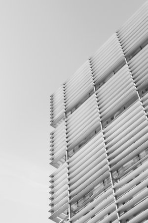 Modern architecture, detail of a modern office building, black and whiteの写真素材