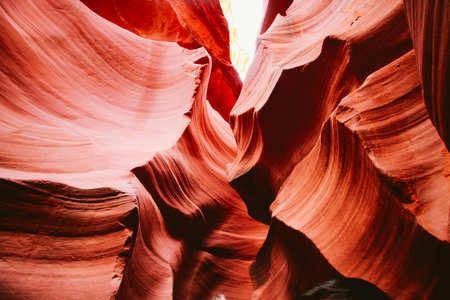 Lower Antelope Canyon in Arizona, USA. Unusual colorful sandstone formations in deserts of Arizona are popular destination for hikers.の写真素材