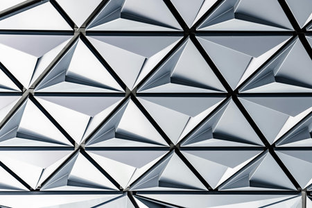 Abstract modern architecture background, closeup of polygonal pattern.